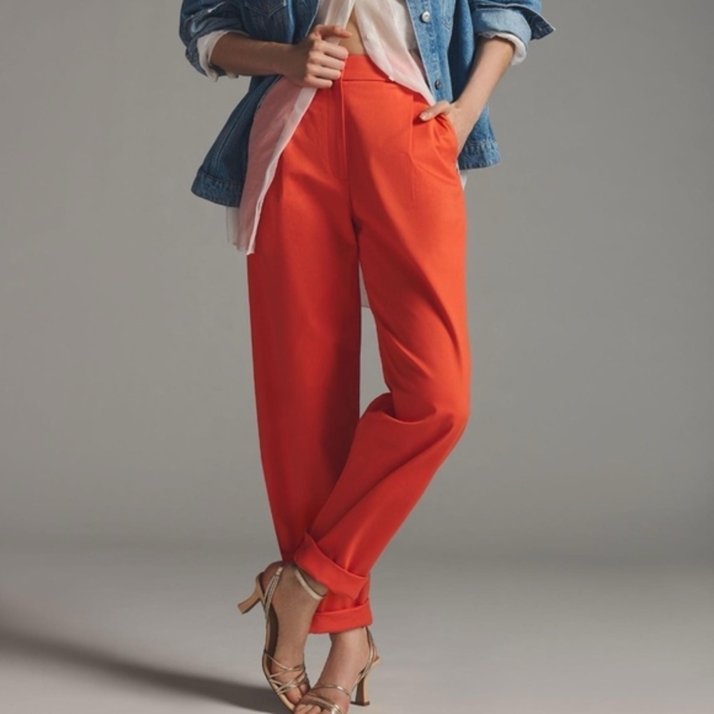 NWT Anthropologie Excise Rolled-Hem, Chinos Tomato Red